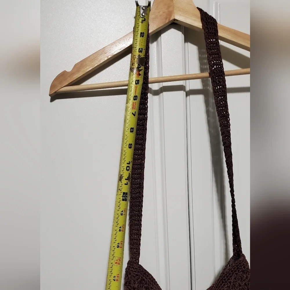 Brown Crochet Shoulder Bag Purse - Picture 10 of 10